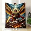 Saint Michael Battle Devil Throw Blanket Bedroom Blanket for Livingroom Couch Lunch Break Soft Throw for Friend's Festival Gift