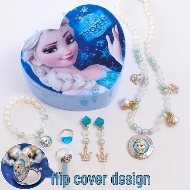 Frozen Elsa Jewelry Set: Princess Necklace, Bracelet, Earrings & Ring for Kids
