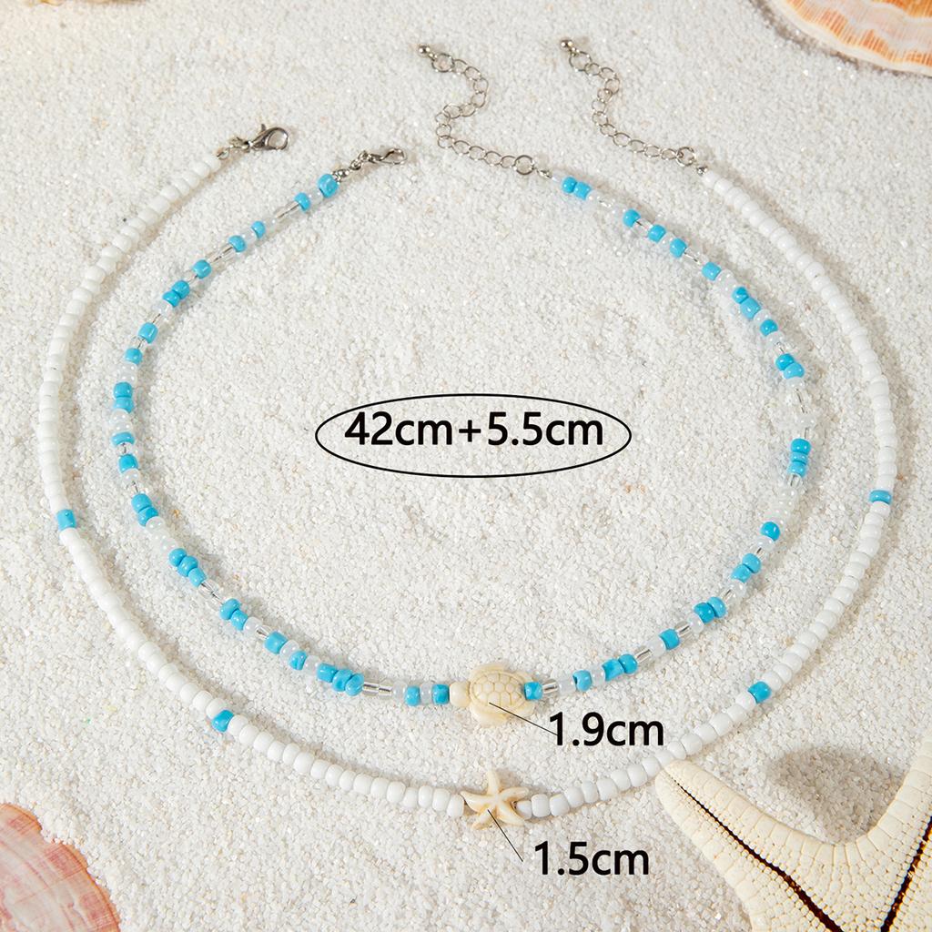 Bohemian Colorful Bead Necklace for Women Summer Handmade Starfish Tortoise Choker Chain Beach Jewelry Accessories Gifts