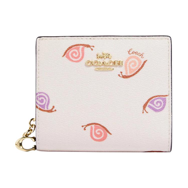 New COACH Snap Wallet Artificial Leather Card Holder, Wallet Regular Women's Chalk White C9913-IMCAH