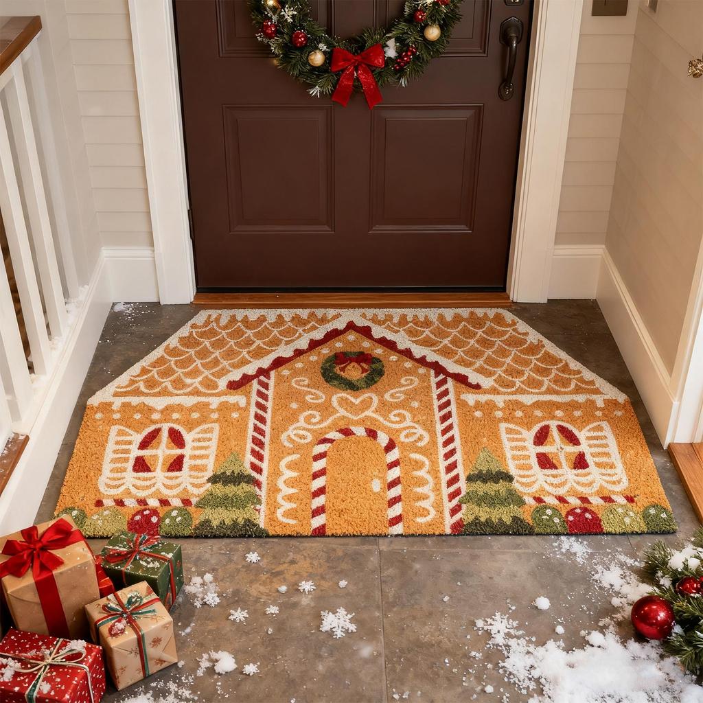 Christmas Little House, Cute Carpet Christmas Decoration, Suitable For Front Door And Yard