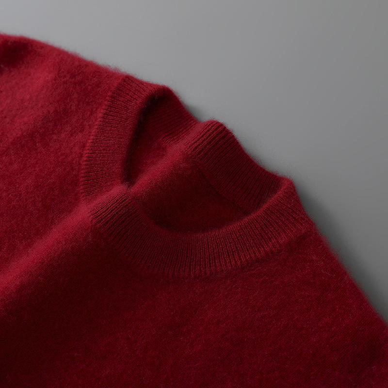 Herrtröja i enfärgad ullstickad casual