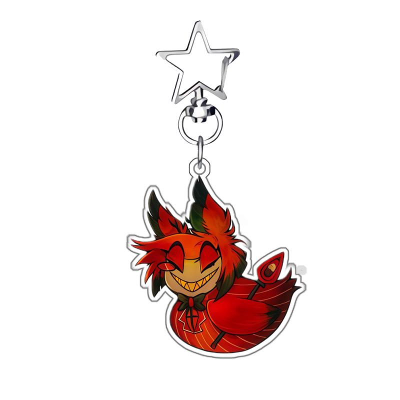 

Anime Acrylic Key Buckle for Alastor Sir Pentious Angel Dust Niffty Self-Made Q-Version Duck Shaped Pendant Acrylic Keychain