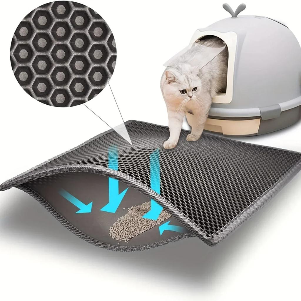 New Efficient, High-Quality Double Layer Washable Non-Slip Cat Litter Trapping Mat - Eliminate Mess and Odors In Your Home with