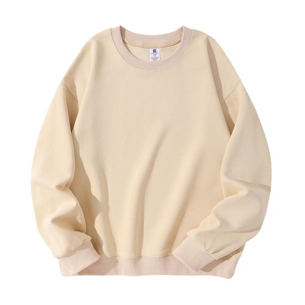 Men's And Women's Solid-color Casual Round-neck Long-sleeved Top, Men's Fitted Thickened Cotton Sweatshirt Base Layer Top