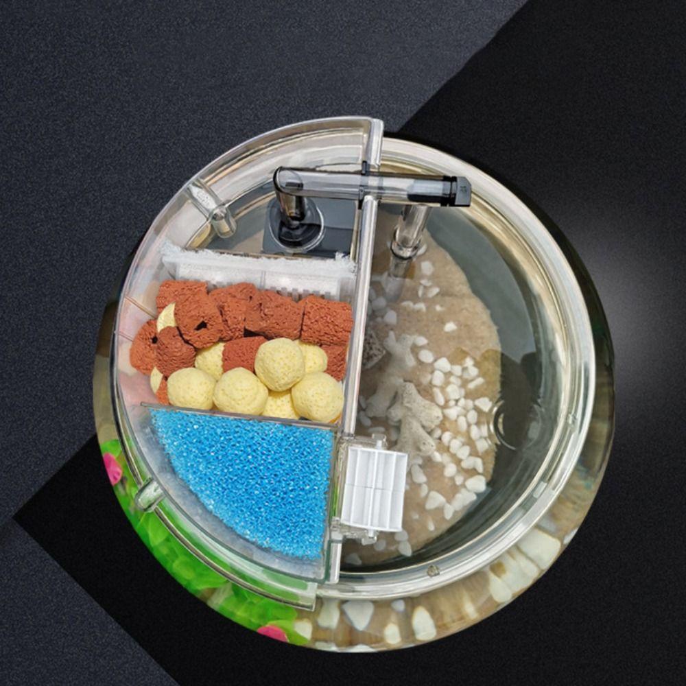 Transparent Waterfall Filter Box Wall Mounted Semi-circular Filter Box  For Round Fish Tank