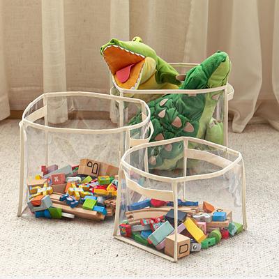 Transparent Storage Box Children's Toys Storage Basket Plush Toys Large-capacity Household Portable Folding Book Storage