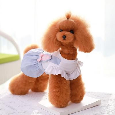 Cartoon Dog Round Neck Dress With Bow-knot Pet Pleated Skirt Dog Dress  Pet Supplies