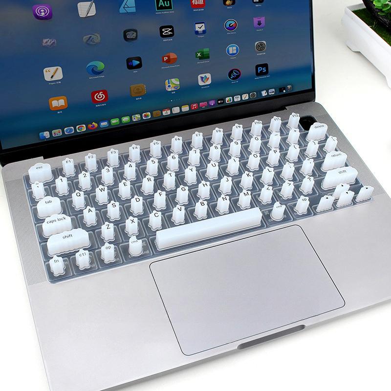 

Накладка на клавиатуру из силикона для ноутбука Mac для ногтей, длинных ногтей, колпачки для кнопок, пылезащитная, устойчивая к царапинам, артефакт для печати ногтями белый