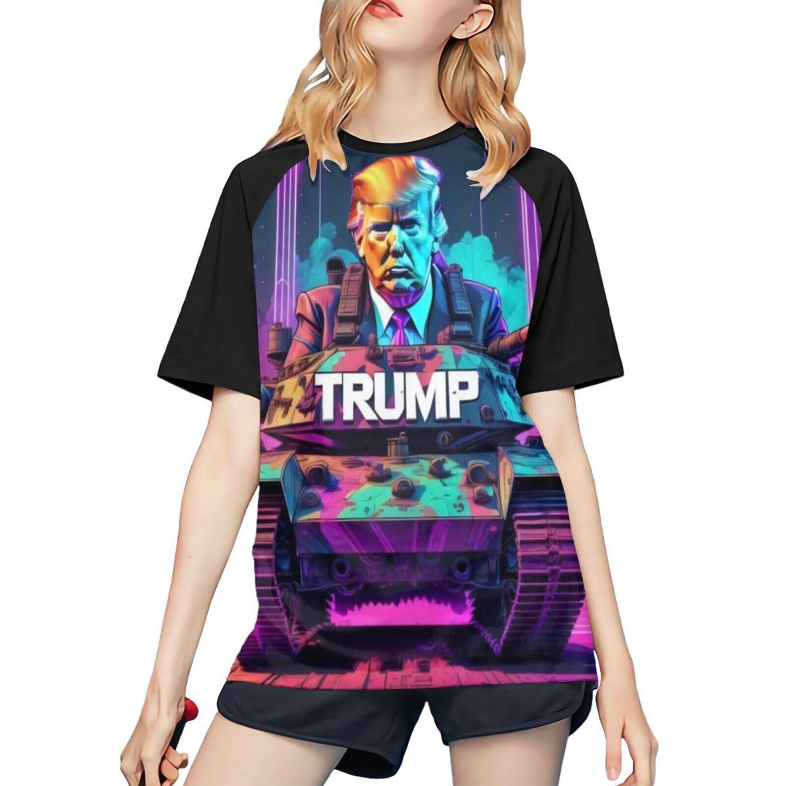 

Летний топ с круглым вырезом и 3D-принтом президента США, модная повседневная женская футболка с коротким рукавом XS