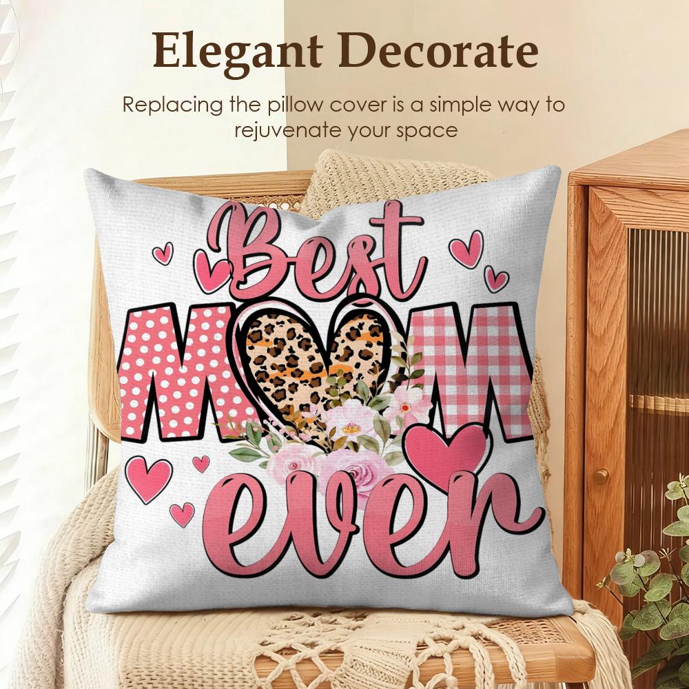 Happy Mothers Day Cushion Cover Natural Linen Organic Fabric DoubleSided Printing Sofa Home Decor Gift Pillow Case