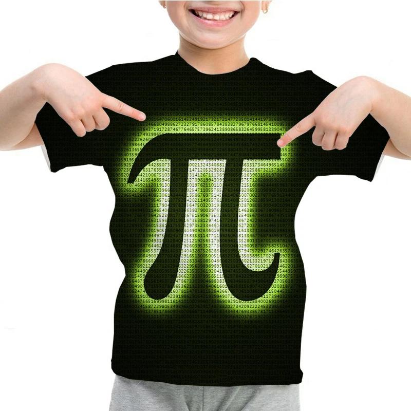 Kids Boy Girl Pi Math Print Tshirt Short Sleeve Tops Pi Day 3.14 T-Shirt Children's Clothes Summer Casual Funny O-Neck Tees