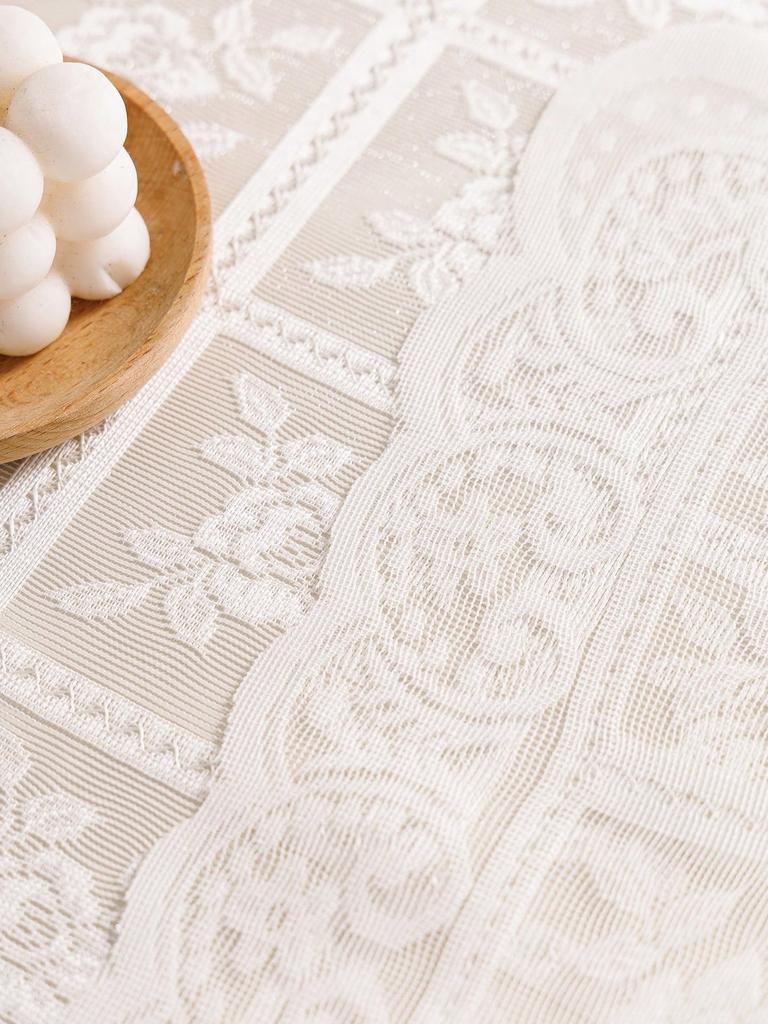 White Lace Tablecloth Rectangle Vintage Embroidered Lace Table Cover for Wedding Party Home
