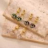 Emerald Green Heart Dangle Hoop Earrings For Women 18-K Gold Plated Love Huggies Earring Jewelry Elegant Party Cute New Gifts