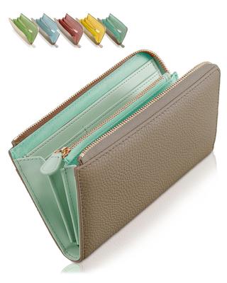 Encore Small Long Wallet [3cm Small Long Wallet, High-Quality Look, Two-Tone Design] Genuine Leather Thin Wallet for Women, Small, Slim,