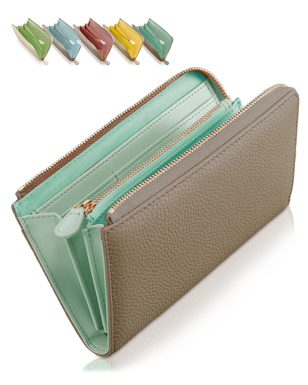 

Encore Small Long Wallet [3cm Small Long Wallet, High-Quality Look, Two-Tone Design] Genuine Leather Thin Wallet for Women, Small, Slim,