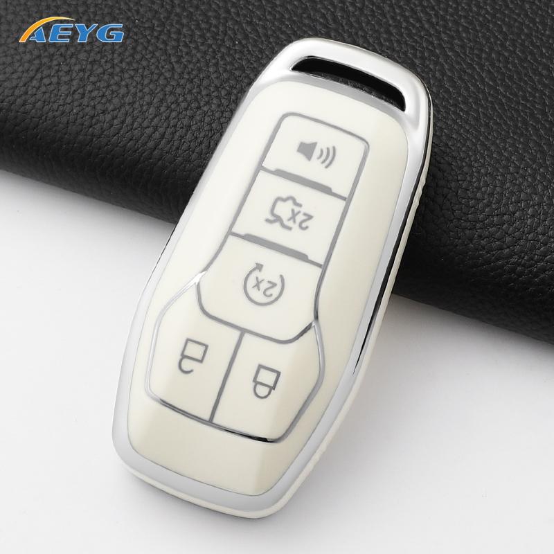 

Tpu Car Key Cover Case Shell Fob For Ford Fusion F-150 Edge Explorer Mustang Lincoln Mkz Mkc Platinum F150 Lariat 5 Buttons