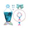 Set 2023 Colier Brățară Inel Cercei Perle Fete Accesorii Bebeluși Colier Copii Coadă Sirena