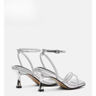 Mode 2025 Zomer Dames Sandalen Nieuwe Open Teen Hoge Hak Sandalen Schoenen Met Gesp Eenvoudige Elegante Naaldhak Pump