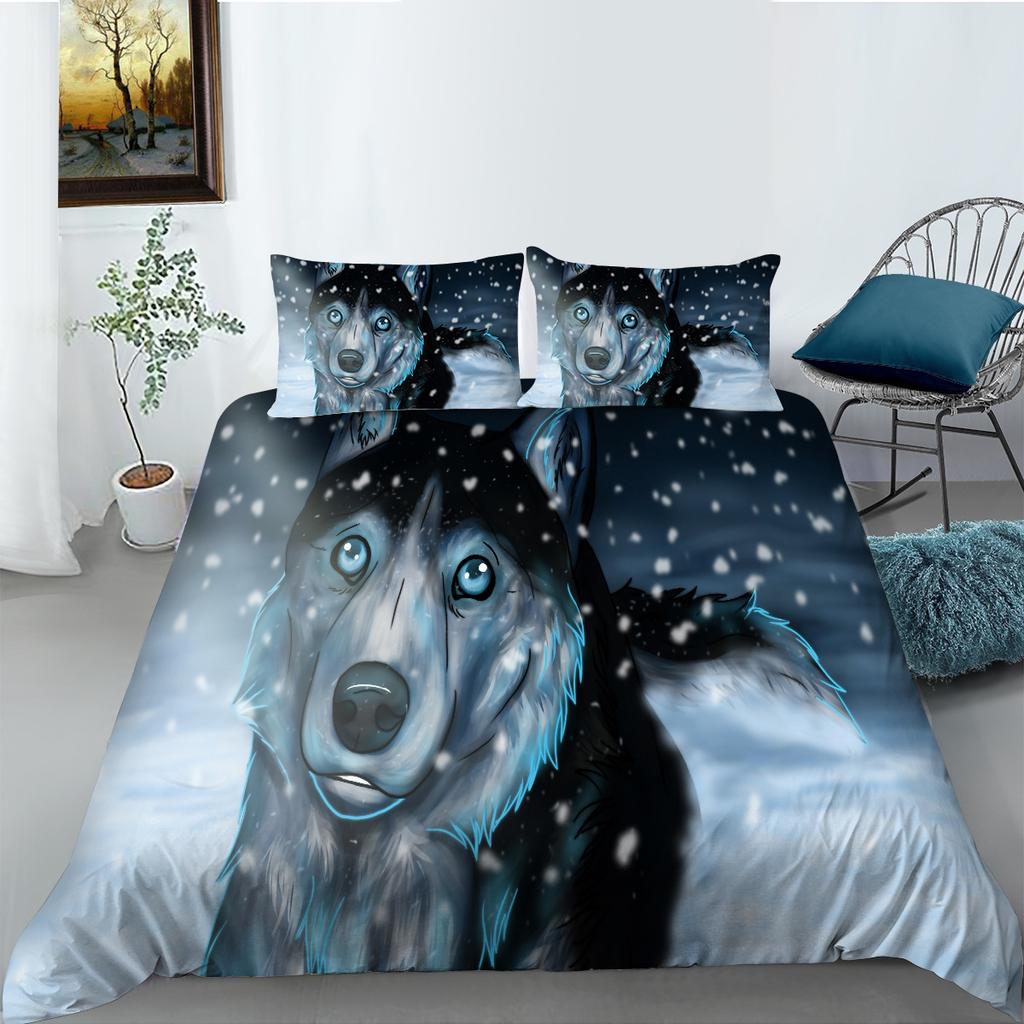 Polyester Bedding Two Or Three-Piece Digital Printing Wolf Series Can Be