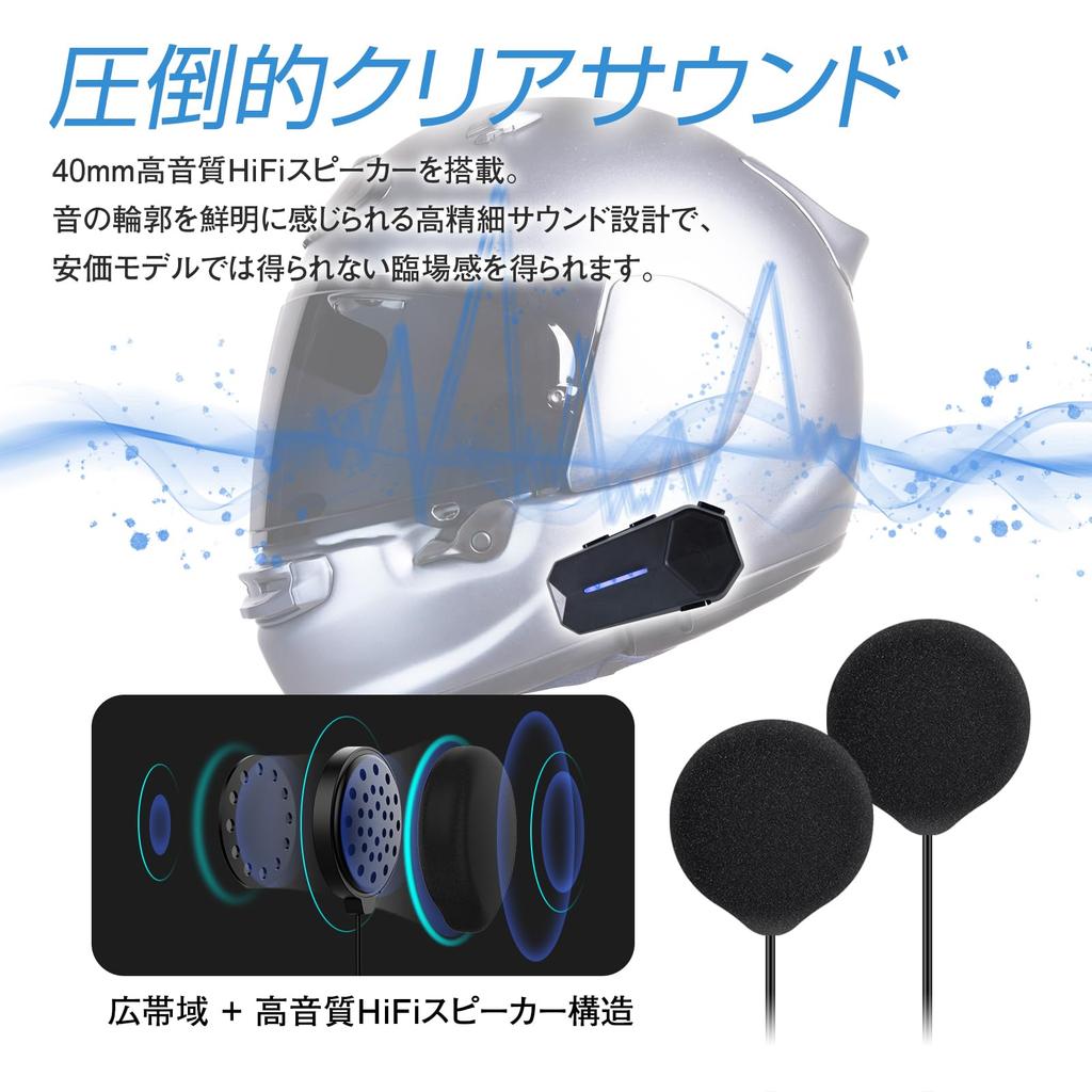 MAXWIN Motorcycle Helmet Speakers, Bluetooth 5.3 Wireless Earphones, Up to 55 Hours Playback, HiFi, ENC Noise Cancellation, IPX6 Waterproof, Japanese