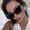 Non-polarized New Cat Eye Sunglasses Women Fashion Oversized Gradient Color Shades Eyewear Brand Designer Semi Metal Cateye Frame Sun Glasses