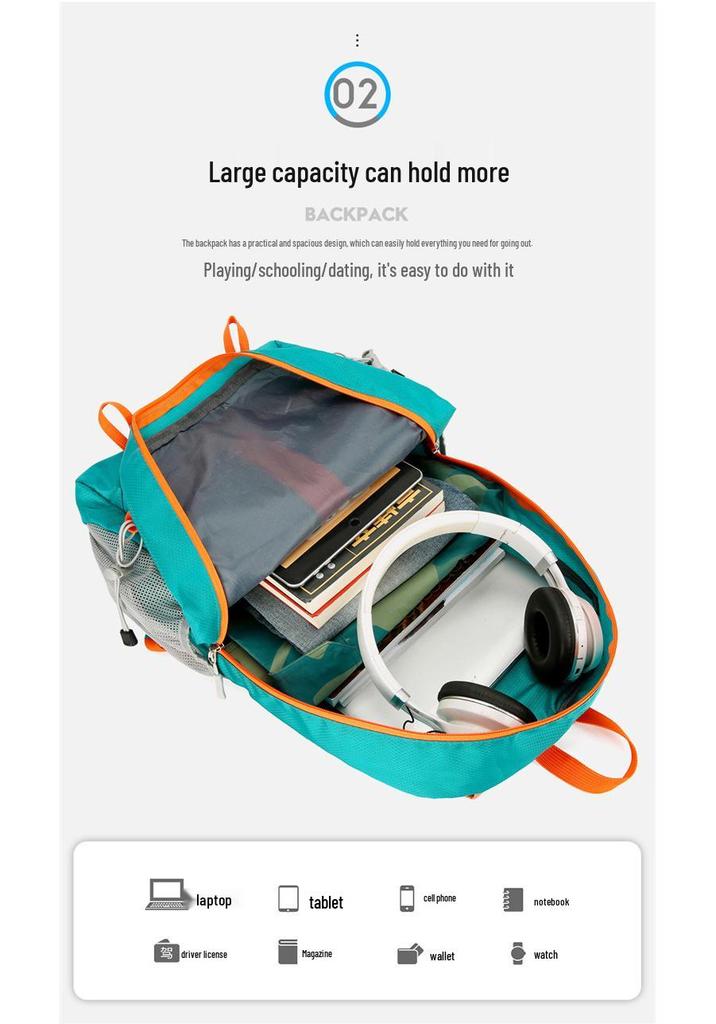 Ultra-Light Foldable Large Capacity Multipurpose Outdoor Backpack for Hiking and Cycling