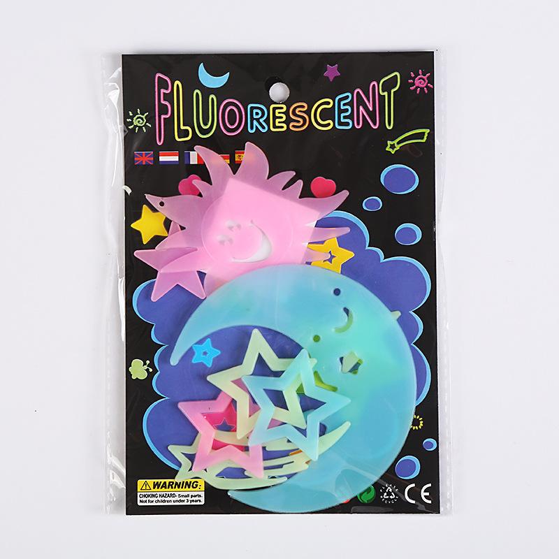 

3d Self-adhesive Fluorescent Stickers for Children s Rooms Star and Moon Color Wall Stickers Decorative Luminous Stickers