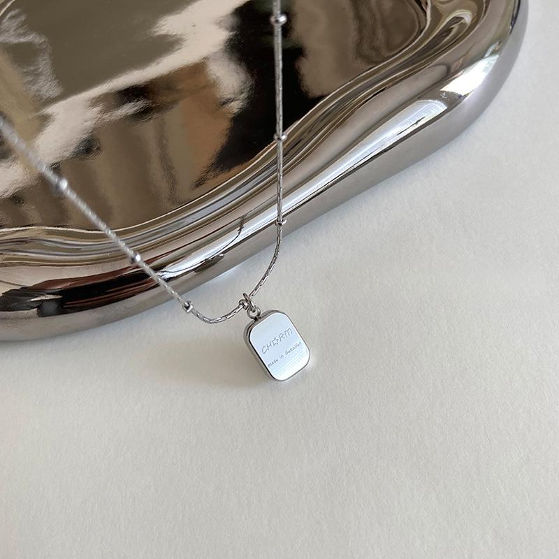Titanium Steel Gold Brick Necklace for Women - Luxury 2025 Style, High-End Sweater and Collarbone Chain, Non-Fading.
