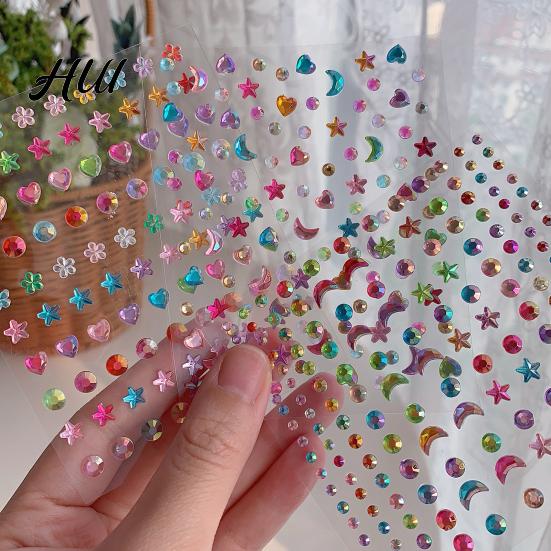 Colorful Adhesive Stickers Rhinestone for DIY Crafts Star Moon Gem Shiny Scrapbooking & Journaling Self-Adhesive Sparkling Gems Card Making Exquisite