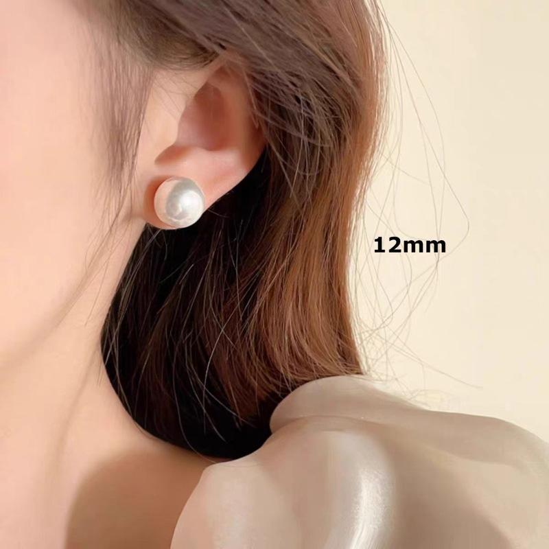 Cherry blossom powder steamed bread pearl stud earrings temperament advanced sense silver bread beads earrings temperament versatile earrings