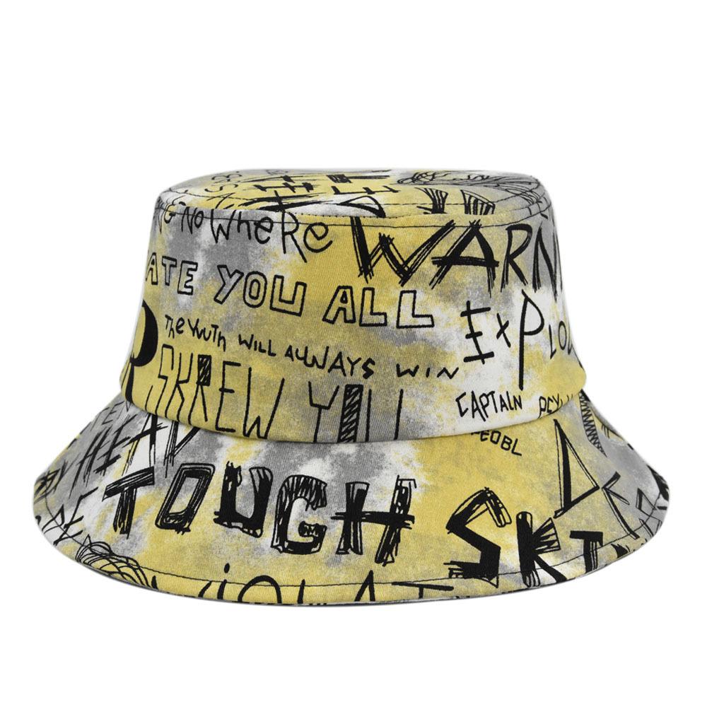 Tie Hat Fishermans Dyed Graffiti Big Eaf Simple  Fashionable Printed Pot Hat