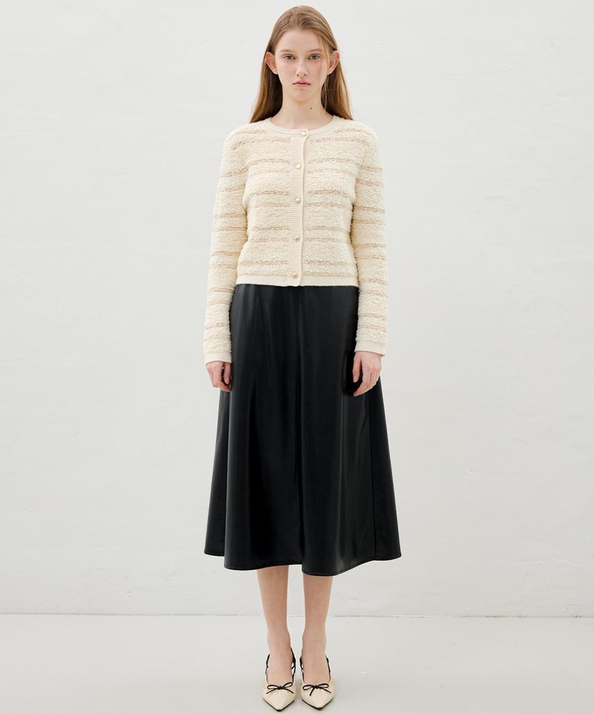 Ollibeudeollibeu Flare Back-Banding Leather Skirt Ol6Ss1040