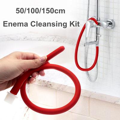 50/100/150cm Long Silicone Nozzle Enema Tube Cleaning Cleaner Douche Soft Safety