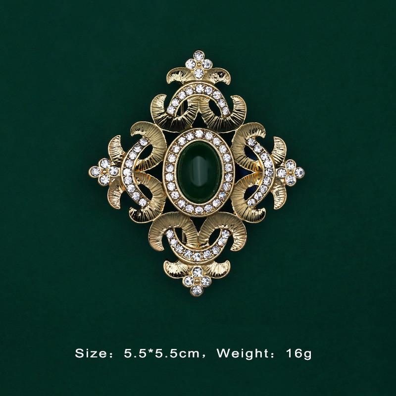 Spilla Barocca in Cristallo Vintage con Pietra Preziosa Design Geometrico Vuoto Per Regalo e Decorazione