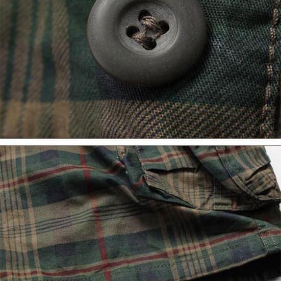 Pantaloncini da uomo a quadri vita media lunghezza al ginocchio multi tasche cerniera bottone