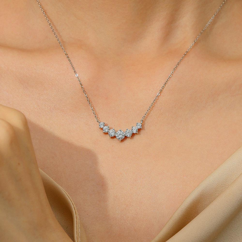 925 Sterling Silver Moissanite Necklace: Elegant and Versatile High-End Clavicle Chain for Women
