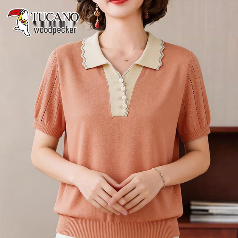 TUCANO Women s Elegant Polo Knit Short-Sleeve Top XL