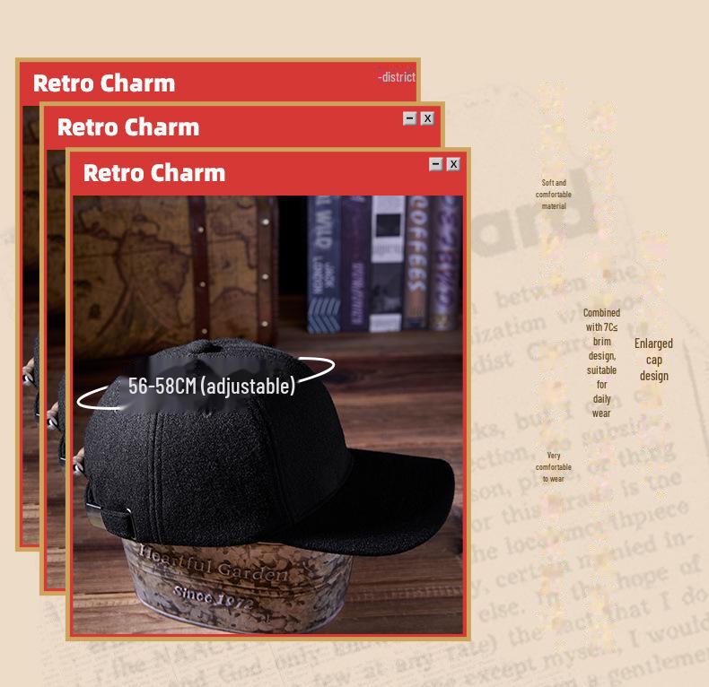 Men's Wool Baseball Cap: Warm, Comfortable, Casual for Spring/Autumn; Ideal for Middle-Aged & Elderly, Large Head Circumference.
