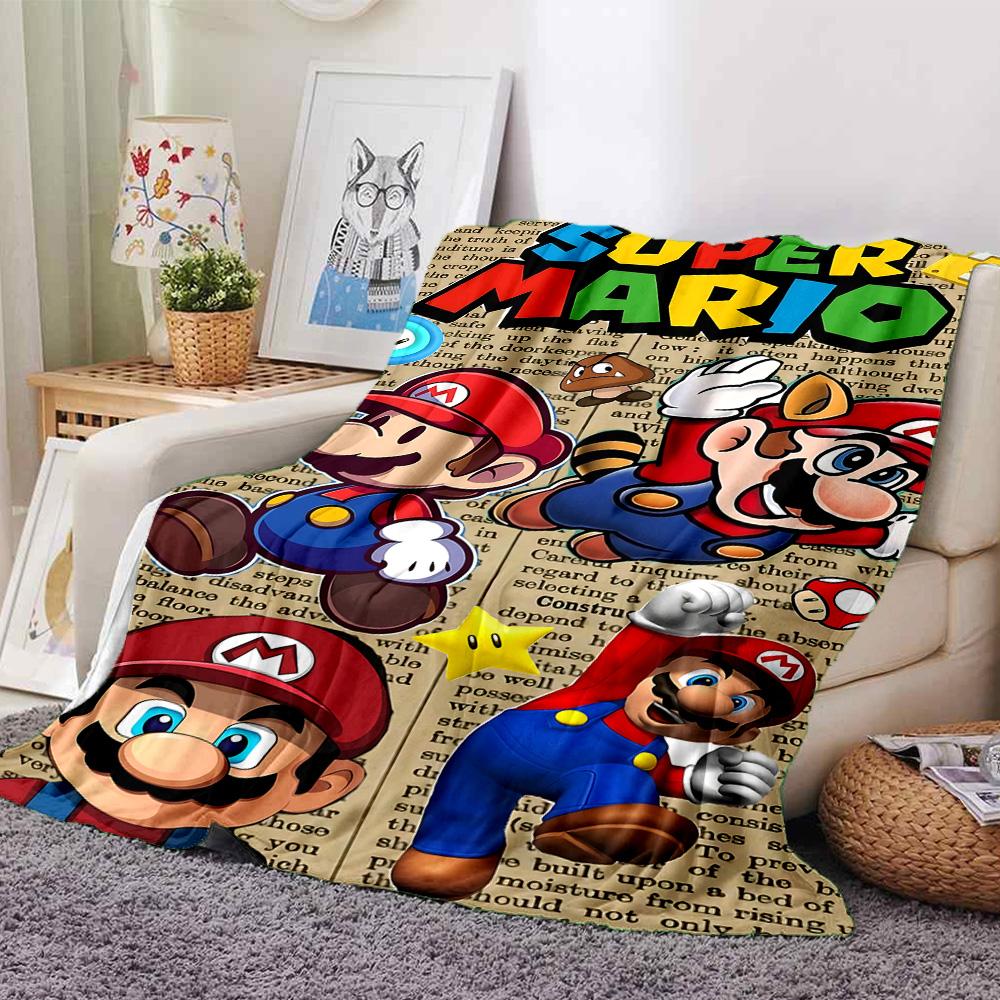 Super Mario Adventure Flannel Blanket Super Soft Warm Cozy Blanket For Sofa Bed Office Travel Allseason Home Decor Gift