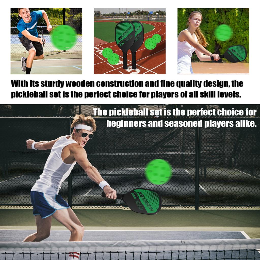 Pickleball Rackets Set Pickleball Paddle Set of 2 Rackets and 4 Pickleballs Balls Pickleball Racquet with Balls Sports Accessory