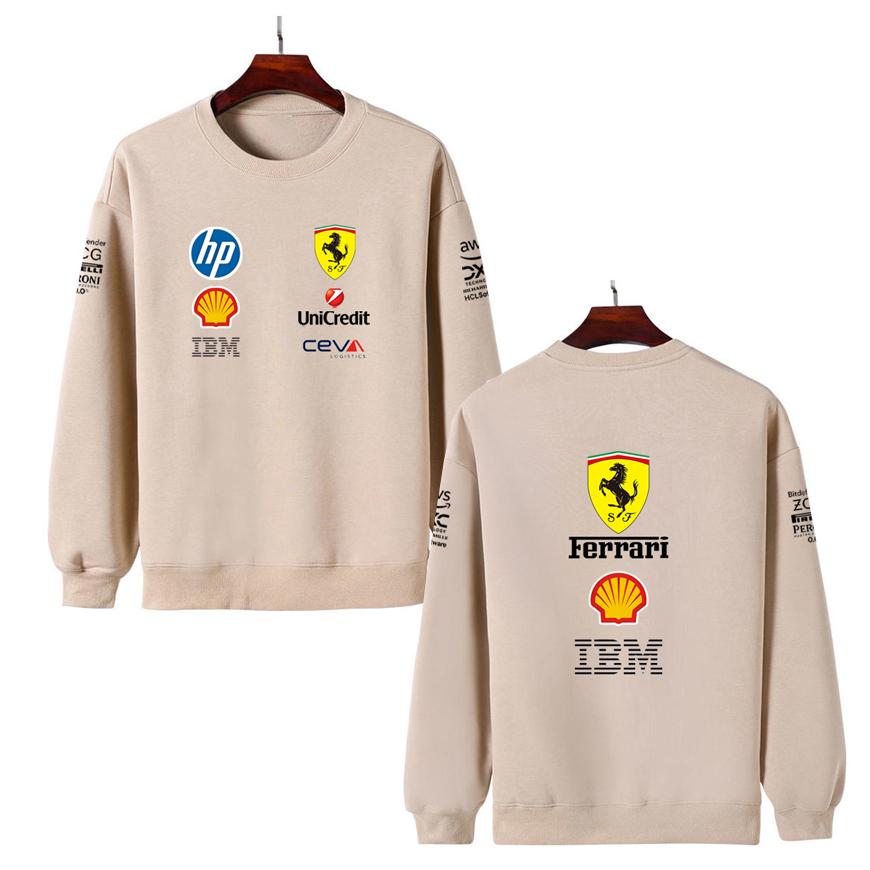 Unisex Men Women Thicken Autumn and Winter F1 Ferrari Racing Print Crewneck Sweatshirt Casual Loose Long Sleeve Pullover Sport Streetwear