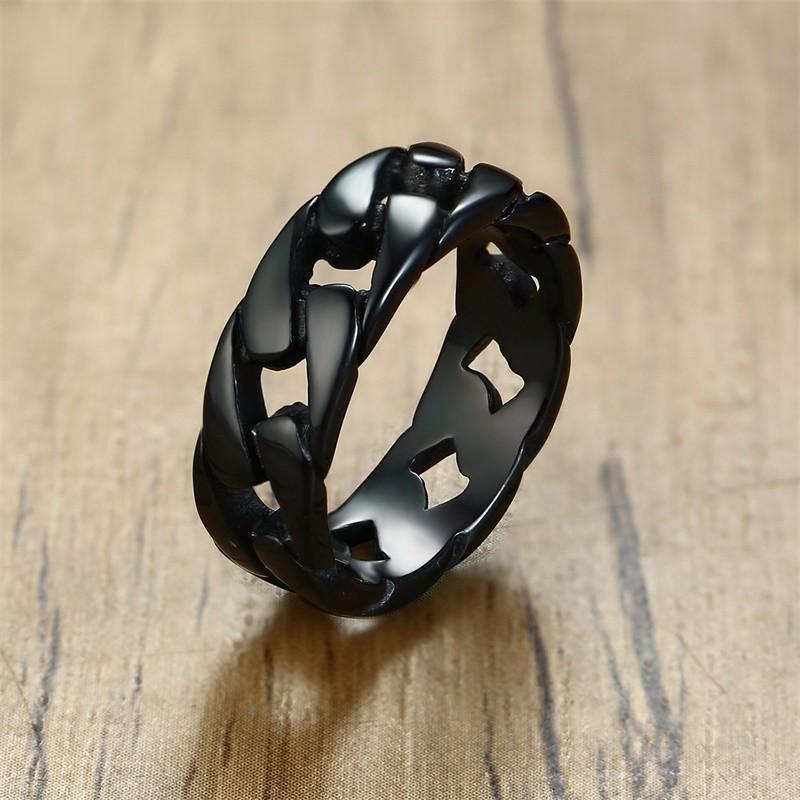 Vnox Stylish Fixed Link Chain Ring for Men High Quality Stainless Steel Male Bands Unique Gift for Him
