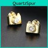 Wwj Mini Earrings Unisex Stud Cubic Zirconia Golden Color Camera Jewelry