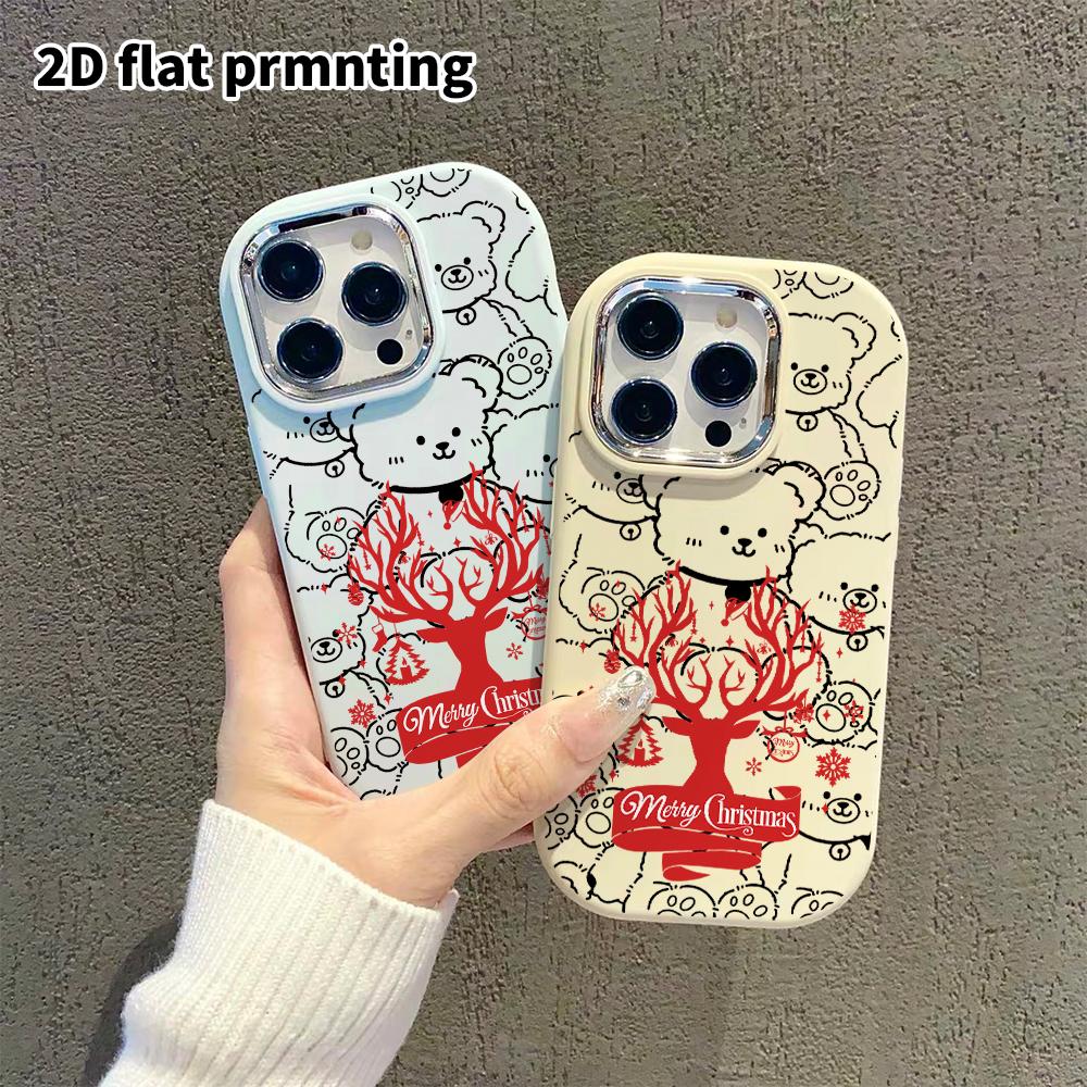 Phone Case: 2D Flat Design Suitable for iPhone 18 17 16 15 14 13 Pro Cases, Couple Style, Red-tone Christmas, Christmas and Halloween Gifts