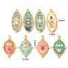 1PC Bear Heart Printed 304 Stainless Steel Pendants 18K Gold Plated Multicolor Enamel Charms Making Necklace  Jewelry Findings