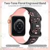 Floral Engraved Strap For Apple Watch Band 46mm 41mm 40mm 44mm 45mm 42mm 49mm Silicone Sport iWatch Series 11 10 SE 9 8 Ultra 2