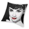 Audrey Hepburn Lips Square Pillowcase Polyester Linen Velvet Printed Zip Decor Pillow Case Sofa Cushion Cover 45X45