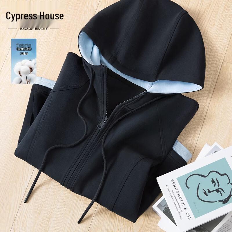 Women s Contrast Color Hooded Long Sleeve Sweatshirt S