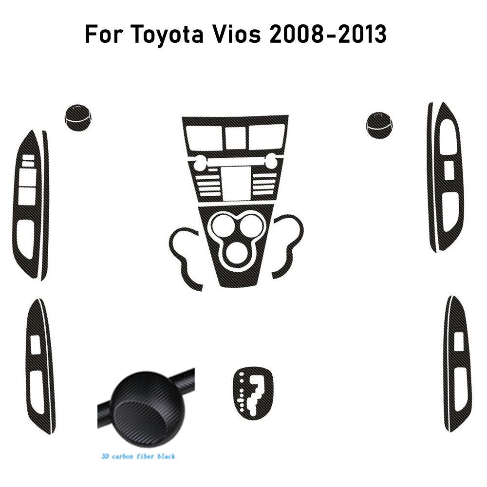 For Toyota Vios 2008-2013 Car-Styling 3D/5D Carbon Fiber Car Interior Center Console Color Change Molding Sticker Decals